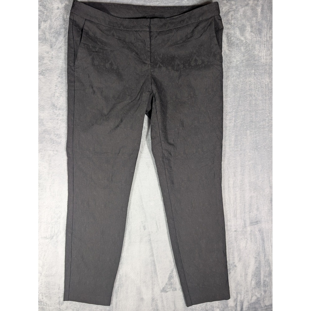 Cynthia Rowley Black Jacquard Floral Ankle‎ Slim Tapered Dress Pants Size 10